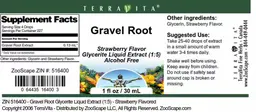 Label for Gravel Root Strawberry Flavor