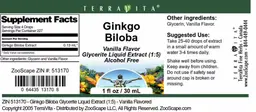 Label for Ginkgo Biloba Vanilla Flavor