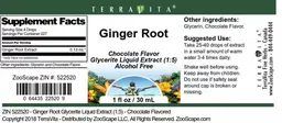 Label for Ginger Root Chocolate Flavor