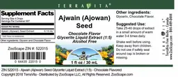 Label for Ajwain (Ajowan) Seed Chocolate Flavor