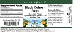 Label for Black Cohosh Root Chocolate Flavor