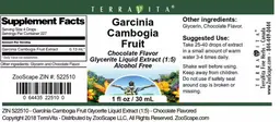 Label for Garcinia Cambogia Fruit Chocolate Flavor