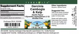 Label for Garcinia Cambogia & Kelp Vanilla Flavor