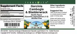 Label for Garcinia Cambogia & Bladderwrack Vanilla Flavor