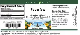 Label for Feverfew Strawberry Flavor