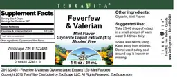 Label for Feverfew & Valerian Mint Flavor