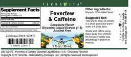 Label for Feverfew & Caffeine Chocolate Flavor