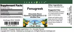 Label for Fenugreek Chocolate Flavor