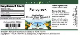 Label for Fenugreek Vanilla Flavor