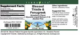 Label for Blessed Thistle & Fenugreek Strawberry Flavor