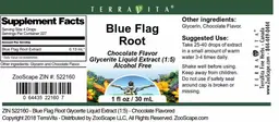 Label for Blue Flag Root Chocolate Flavor
