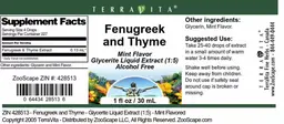 Label for Fenugreek and Thyme Mint Flavor