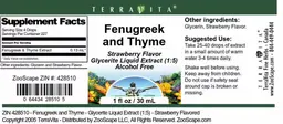 Label for Fenugreek and Thyme Strawberry Flavor