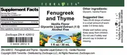 Label for Fenugreek and Thyme Vanilla Flavor