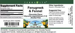 Label for Fenugreek & Fennel Chocolate Flavor