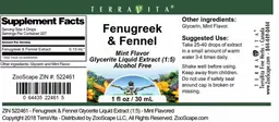 Label for Fenugreek & Fennel Mint Flavor