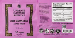 Label for CBD Gummies 10 mg Mixed Fruit