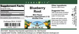 Label for Blueberry Root Mint Flavor