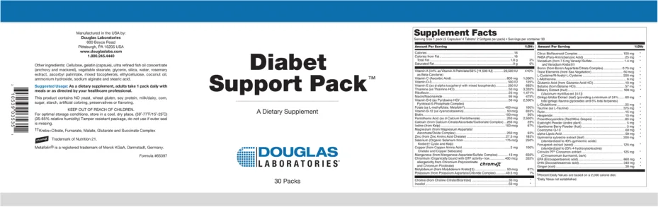 Label for Diabet Support Pack