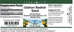 Label for Daikon Radish Seed Vanilla Flavor