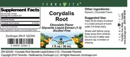 Label for Corydalis Root Chocolate Flavor