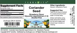 Label for Coriander Seed Strawberry Flavor