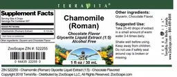 Label for Chamomile (Roman) Chocolate Flavor