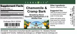Label for Chamomile & Cramp Bark Strawberry Flavor