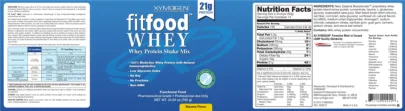 Label for FITFood Whey Protein Shake Mix Banana Flavor