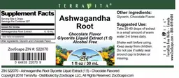 Label for Ashwagandha Root Chocolate Flavor
