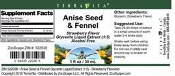 Label for Anise Seed & Fennel Strawberry Flavor