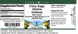 Label for Clary Sage (Salvia sclarea) Mint Flavor