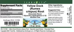 Label for Yellow Dock (Rumex crispus) Root Chocolate Flavor