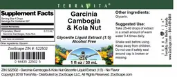 Label for Garcinia Cambogia & Kola Nut