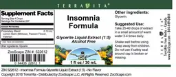 Label for Insomnia Formula