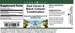 Label for Red Clover & Black Cohosh Combintaion