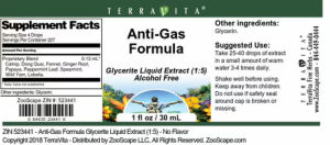 Label for Anti-Gas Formula