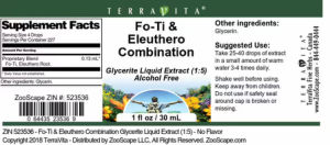 Label for Fo-Ti & Eleuthero Combination