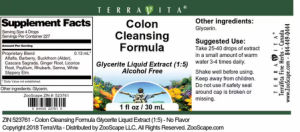 Label for Colon Cleansing Formula