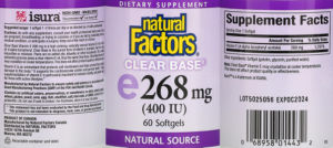 Label for Clear Base E 268 mg (400 IU)