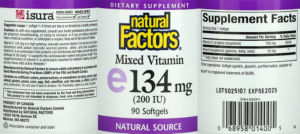 Label for Mixed Vitamin E 134 mg (200 IU)