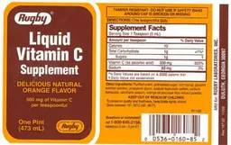 Label for Liquid Vitamin C Orange Flavor