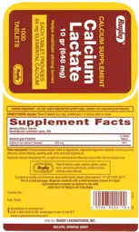 Label for Calcium Lactate 10 Grams (648 mg)