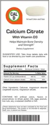Label for Calcium Citrate With Vitamin D3