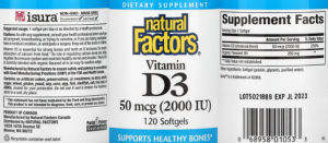 Label for Vitamin D3 50 mcg (2000 IU)