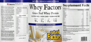 Label for Whey Factors Natural French Vanilla Flavor