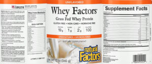 Label for Whey Factors Unflavored