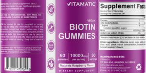 Biotin Gummies 10000 mcg Natural Raspber
