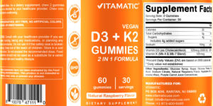 D3 + K2 Gummies Natural Raspberry Flavor