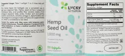 Label for Hemp Seed Oil 1,000 mg